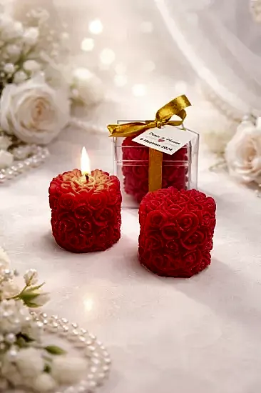 Mika Kutu Rulo Gül Mum Nikah Şekeri | Kişiye Özel