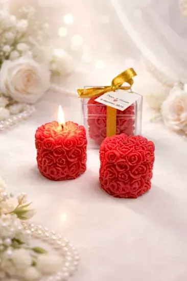 Mika Kutu Rulo Gül Mum Nikah Şekeri | Kişiye Özel