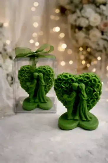 Kalpli Mum Gelin Damat | Trend Nikah Şekeri Mum