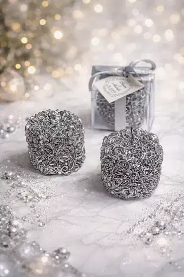 Mika Kutu Rulo Gül Yaldız Mum  | Nişan Hediyeliği