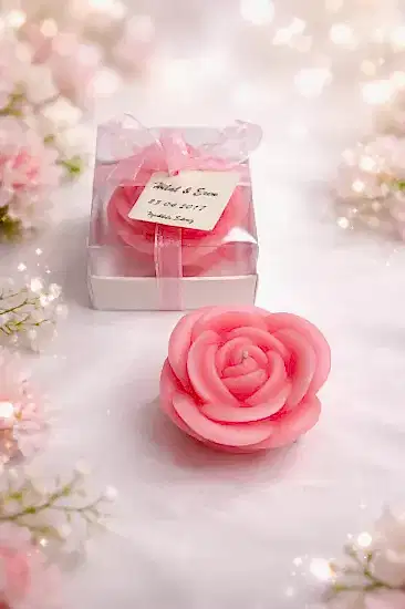 Gül Mum Model 2 |  Nikah Şekeri Mum