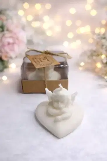 Kalpli Melek Bebek Hediyesi Mum |  Baby shower