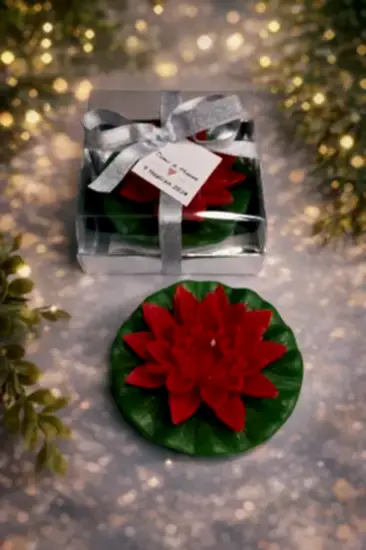 Nilüfer Çiçekli Mum | Nikah Mumu ve Söz Hediyeliği