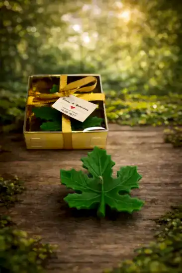 Yaprak Mum Model 1 | Söz Nişan Düğün Hediyeliği