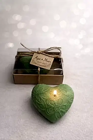 Desenli Kalp Dekoratif Mum | Nişan Hediyeliği