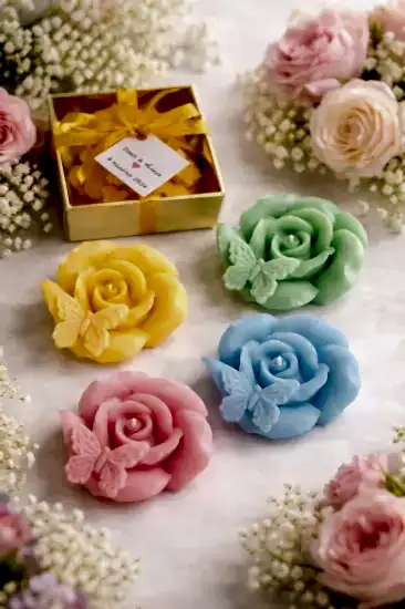 Kelebek Gül Mum | Dekoratif & Hediyelik Mum