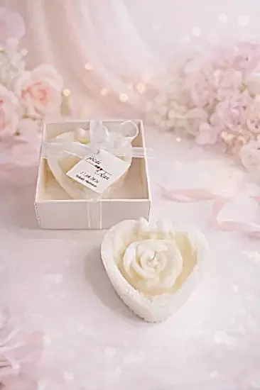 Yaprak Gül Mum | Popüler Nikah Şekeri Mum