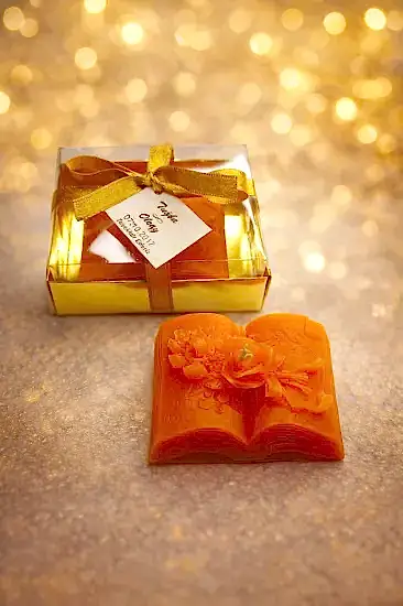 Güllü Kitap Mum Nikah Şekeri | Düğün Hediyesi