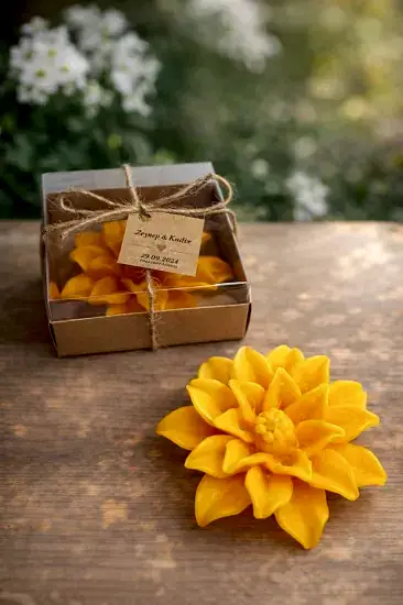 Nilüfer Mum Model 2 | Nikah Şekeri Mum Hediyesi