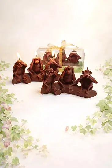 Üç Maymun Figürlü Mum |  Espirili Nikah Şekeri