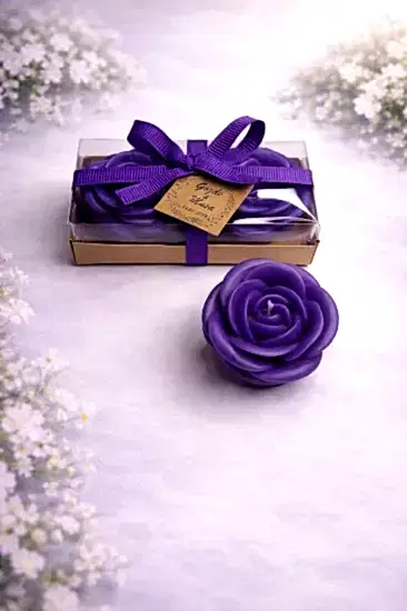 Gül Mum Model 2 İkili Set |  Nikah, Nişan Hediyesi