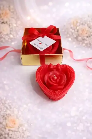 Yaprak Gül Mum | Trend Nikah Şekeri Mum Modelleri