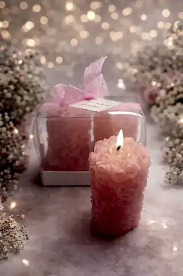 Rulo Gül Mum İkili Set | Şık ve Zarif Sunum
