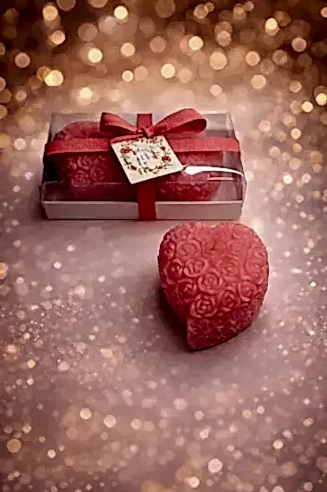 Kalpli Sırma Gül Mum İkili Set  | Nişan Hediyesi