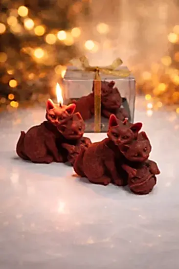 Kedi Figürlü Dekoratif Mum | Bebek Hediyesi 