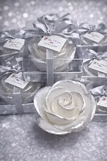 Gül Yaldız Boyalı Mum | Söz & Nişan Hediyeliği