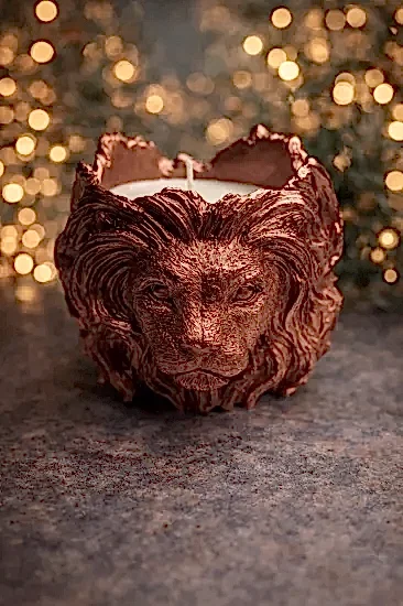 Aslan Mum Model 1 Yaldız Boyamalı | Dekoratif Mum 