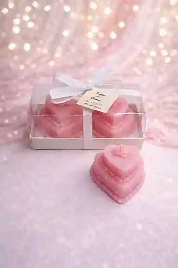 Düğün Mum Pastası İkili Set |  Nikah Mum Hediyesi