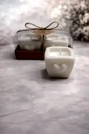 Kalpli Vazo Mum İkili Set | Nikah, Nişan Hediyesi