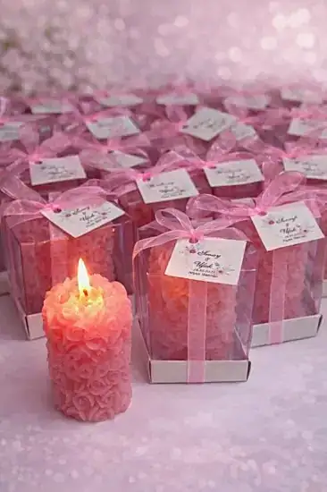 Rulo Gül Mum Nikah Şekeri | Nişan Düğün Hediyeliği
